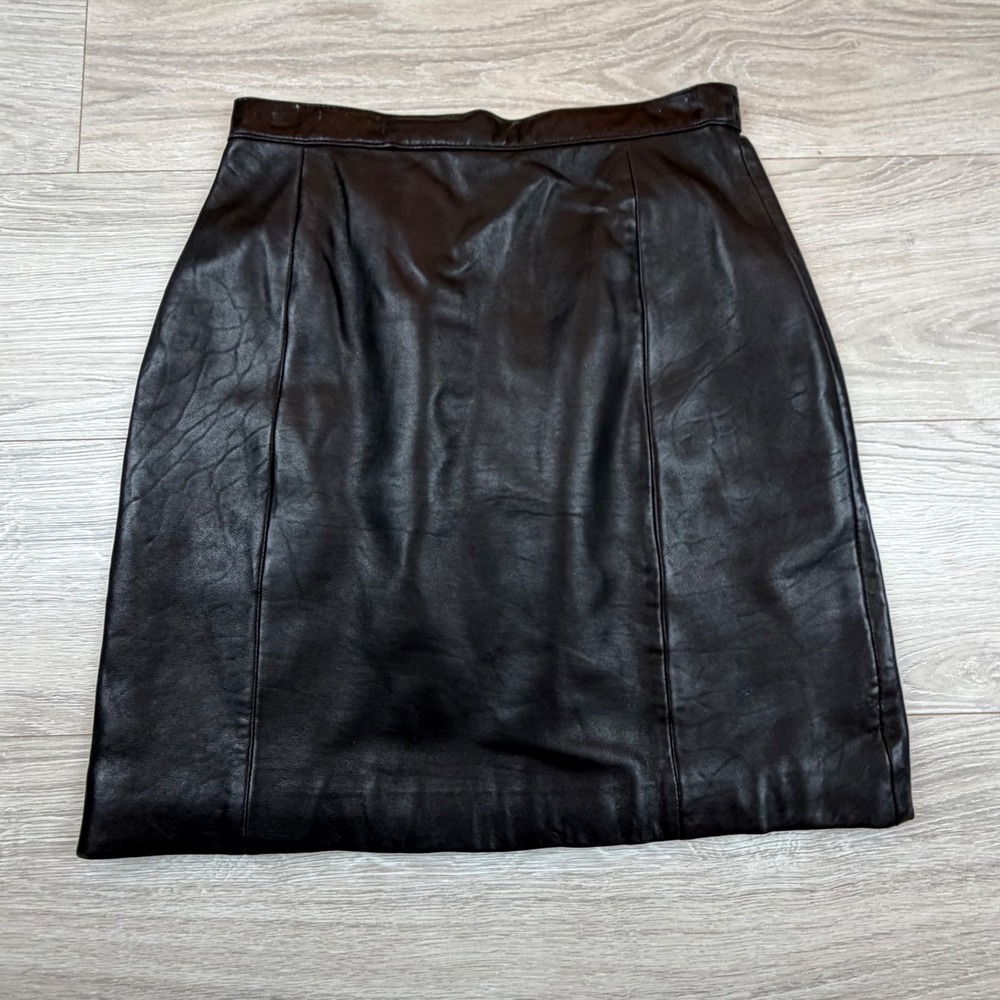 Vintage Rock Punk‎ Y2K MS. MAXIMA Wilsons Leather Black A Line Mini Skirt Sz 10